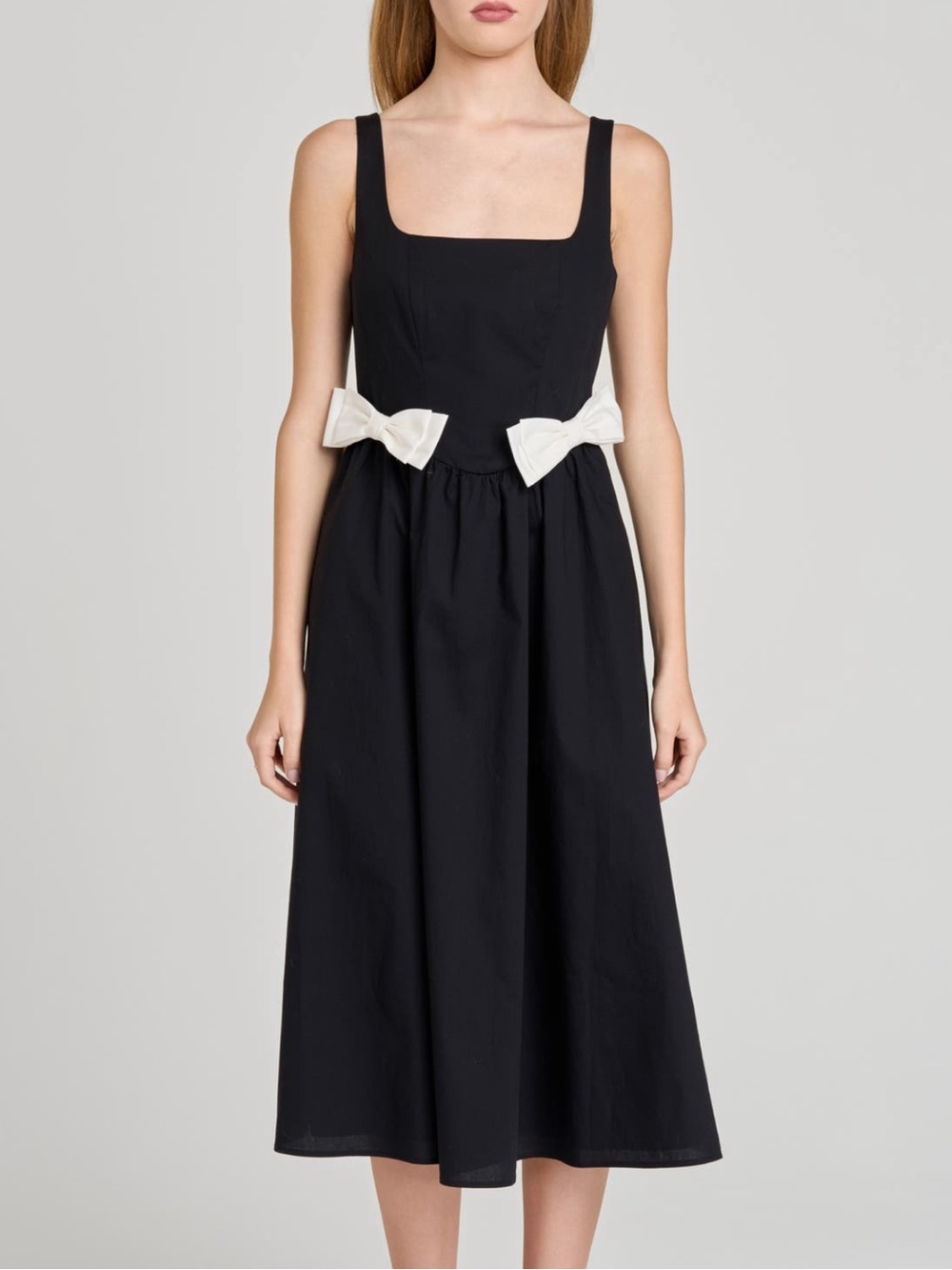 Wayf Lizzy Bow Trim Midi Dress Size M